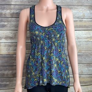 Free People Purple Paisley Racerback Tunic Tank